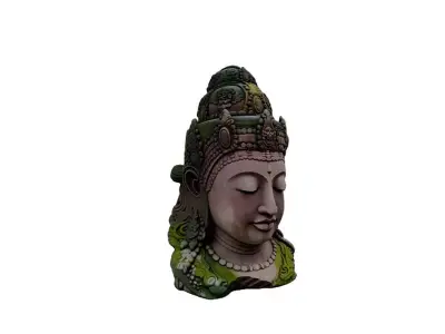 Mossy Buddha Head Statue 3D model