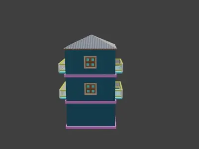 Stylish City Building Low-poly 3D model