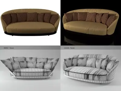 Eloisa sofa with four different views 3D model