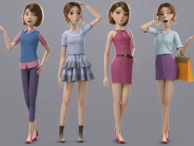  Cartoon Girl Rigged1 