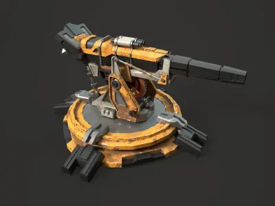  Mechanical Turret Low-poly 3D model