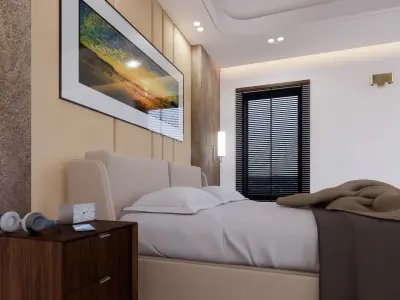 MASTER BEDROOM AND BATHROOM 3D SCENE 3D model