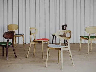 Diningchairs set 01 3D model