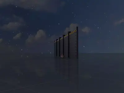 Aluminum flood protection wall 2m x 10m Low-poly 3D model