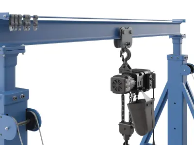  Adjustable Steel Gantry with Powered Chain Hoist Blue 