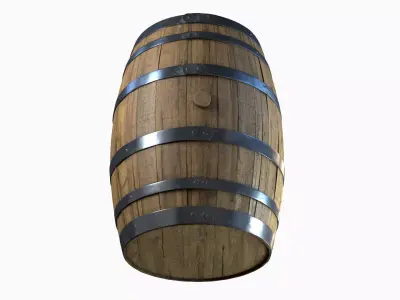 Wooden Barrel PBR Textures Low-poly 3D model