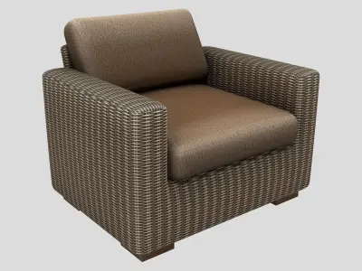 Outdoor Rattan Armchair Low-poly 3D model