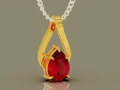 Prong set pear shape diamond twist pendant Free 3D print model