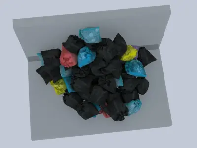 Textured Garbage Bags Pile in a wall 3D model