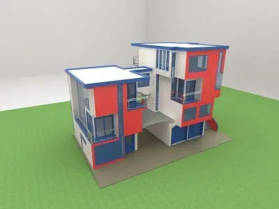 LOW POLY MANSION modern house 3D model