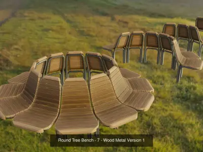 Round Tree Bench 7 3D Model Pack