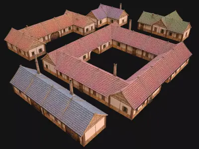 Medieval Buildings Set Low-poly 3D model