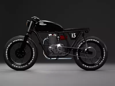 Custom Triumph Cafe Racer 3D Blender File And FBX OBJ MTL 3D model