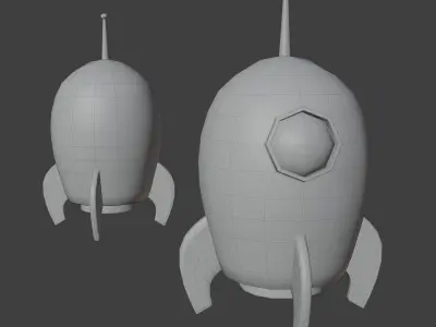 Low poly Rocket 3d model two orange toy rockets 3D model