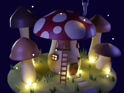 Mushroom house model 3D model