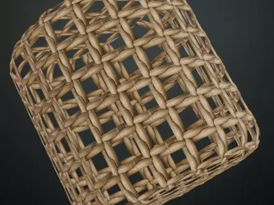 Natural Bamboo Square Lattice Weave PBR Texture