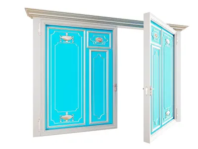 Classic gate with antique pattern silver plated and gilded 3D model