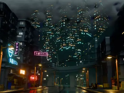  Modern city steet with 500 OBJECTS 3D model