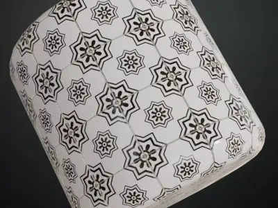 Decorative Mediterranean Star Tiles PBR Seamless Texture