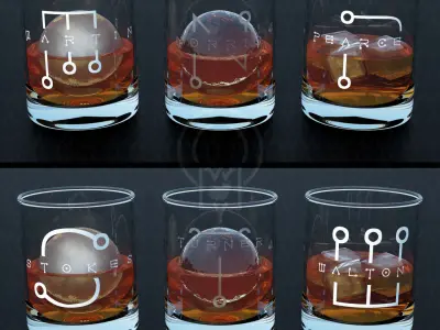 Monogram Whisky tumbler glass V2 futuristic 3D model