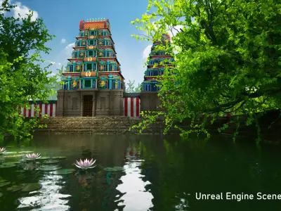 Indian Hindu Temple Modular Kit Low-poly 3D model