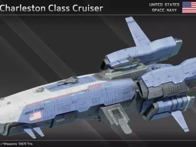 USSN Charleston Class Cruiser Low-poly 3D model