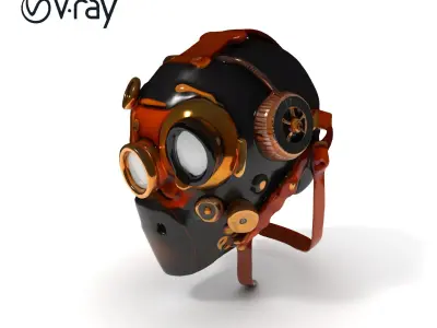 Steampunk Helmet Model Pack with Detailed Interiors Low-poly 3D model
