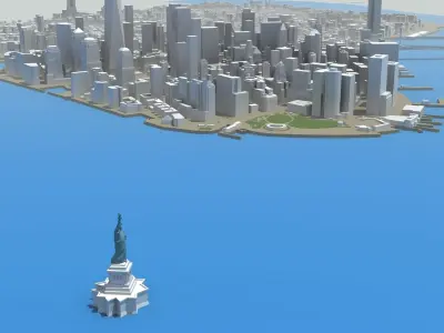 Manhattan Skyline Mass Model Low-poly 3D model