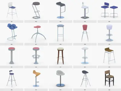 Cafe and Bar Chairs Low-poly 3D model