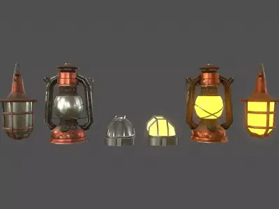 Lamps Set - Game Ready lantern Low-poly 3D model