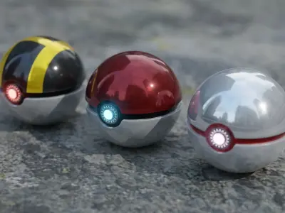 Realistic pokeball - Pokemon Low-poly 3D model