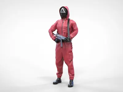 N2 Squid Game Pink Soldier armed 3D print model
