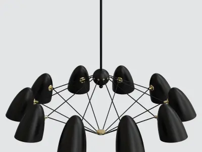 JLYLITE 10-Light Sputnik Chandelier Black 3D model
