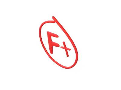 Grade F Plus Symbol v1 001 Low-poly 3D model