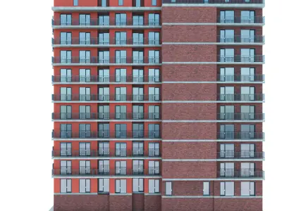 High Poly Building Set brick apartment 3D model