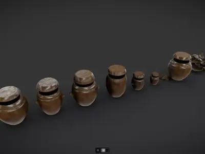 Korean Traditional Jar - JangDokDae 01-08 Low-poly 3D model