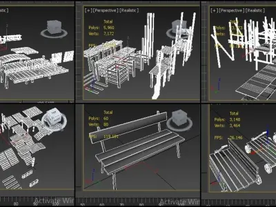 Modular cave kit Low-poly 3D model
