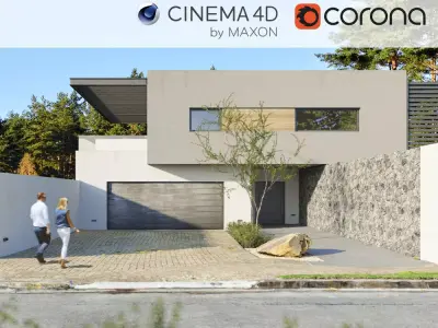Corona - C4D scene files - House Banton - Modern Minimalist Home 3D model