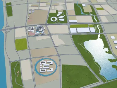 Jining Shandong China 80km Low-poly 3D model