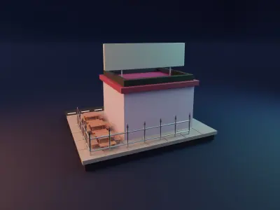 Store cafe low poly 3D model