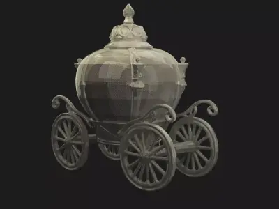 Chinese Ancient Carriage with red rose Figure  Low-poly 3D model