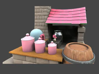 house baker low poly 3d model Low-poly 3D model