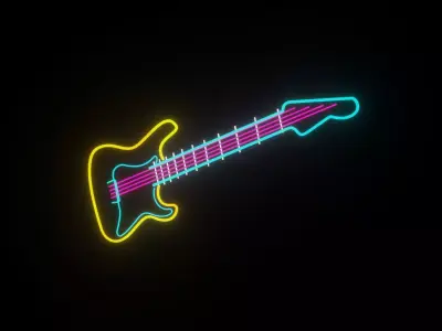neon Guitar p2 decoration 3D model Low-poly 3D model