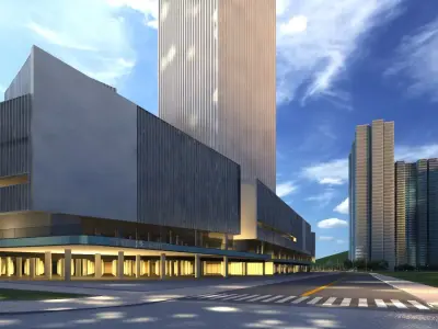 Shopping Mall and City Center Block 3D model
