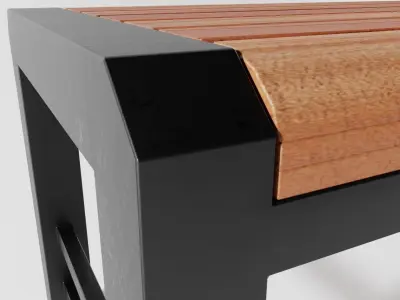 Bench 1 made of metal and wood Low-poly 3D model