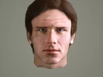 Young Harrison Ford 3D face 1980 Low-poly 3D model