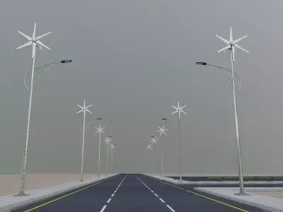 Wind Powered Lighting Pole Type-1 3D model