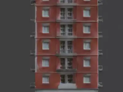 Destroyed High-Rise Ruined Building Low-poly 3D model