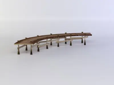 Brown bridge Low-poly 3D model