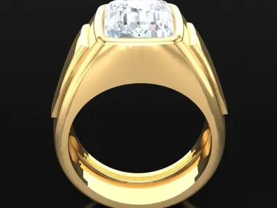 Light Gold Diamond Men Ring 2MR053 3D model